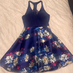 Floral Skater Dress with Halter Neck